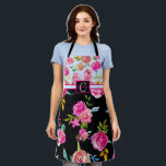Cute Elegant Floral Personalised Monogram Apron<br><div class="desc">Elegant floral collection
Personalised this apron with your special monogram and or logo
Very Cute flower apron.</div>