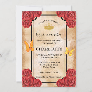 Cute Elegant Floral Quinceanera For Girl Birthday Invitation