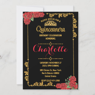 Cute Elegant Floral Quinceanera For Girl Birthday Invitation