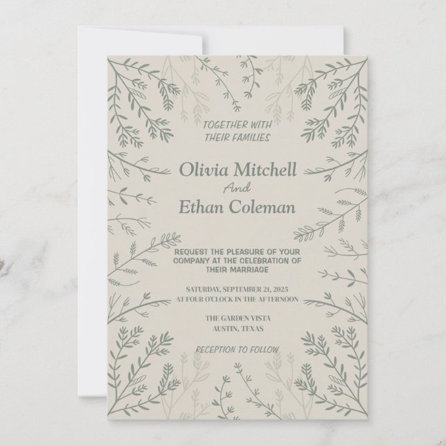 Cute Elegant Flower Wedding Invitation (Front)