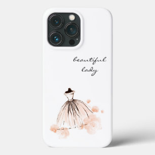 cute elegant girly blush pink modern flowers dress iPhone 13 pro case