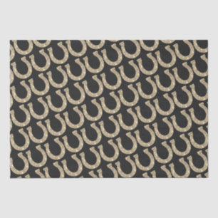 Cute Elegant Glam Horseshoe Gold Black Glitter Tissue Paper