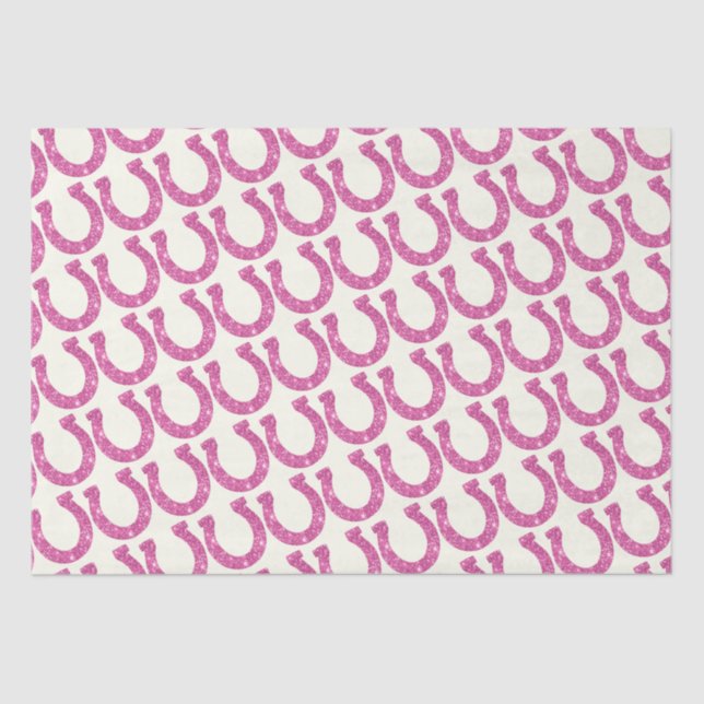 Cute Elegant Glam Horseshoe Pink Glitter Tissue Paper (Front)