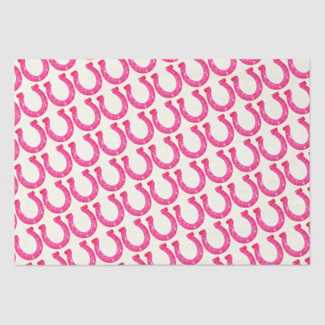 Cute Elegant Glam Horseshoe Pink Glitter Tissue Paper (Front)