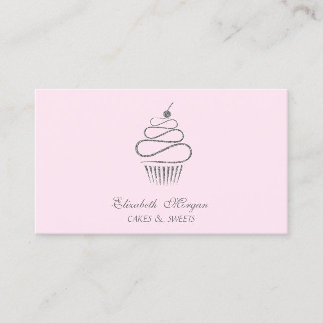 Cute Elegant Glitter Cupcake,Sweets  Business Card (Front)