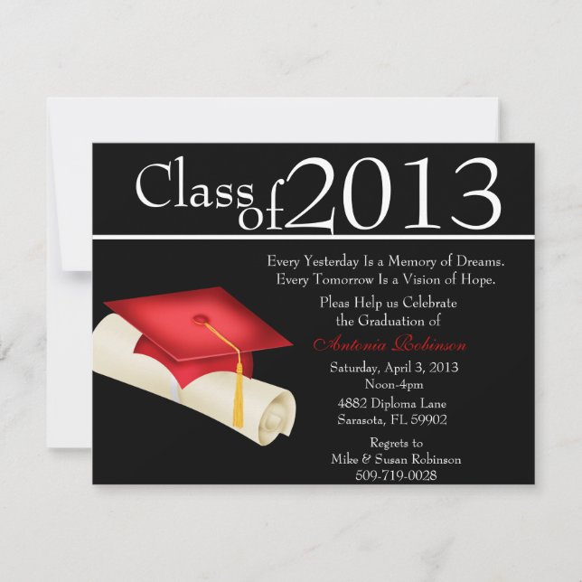Cute Elegant Graduation Announcement/Invitation Invitation (Front)