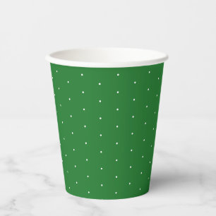 Cute elegant green white tiny polka dots paper cups