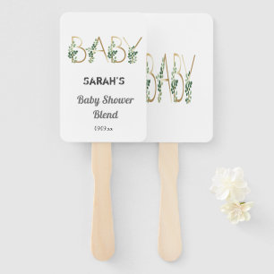 Cute Elegant Greenery Floral Baby Shower  Hand Fan