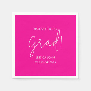 Cute Elegant hot pink Congratulations Graduation  Napkin