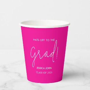 Cute Elegant hot pink Congratulations Graduation  Paper Cups