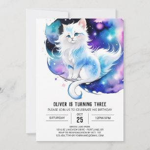 Cute Elegant Kitten Birthday Invitation