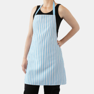 Cute Elegant Light Blue and White Striped Apron