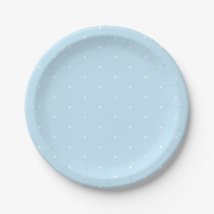 Cute elegant light blue white tiny polka dots paper plate