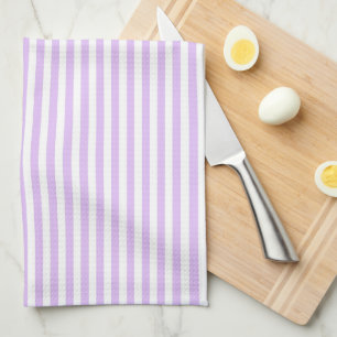 Cute Elegant Light Lavender and White Striped Tea Towel