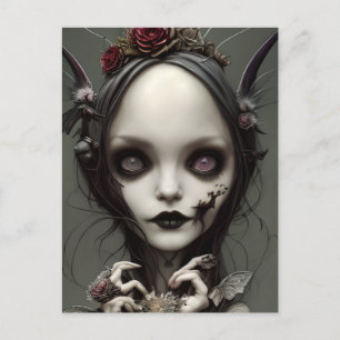 Cute Elegant Little Gothic Witch Fae Faery Artwork Postcard