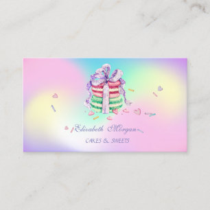 Cute Elegant Macarons,Sweets Bakery Holographic Business Card