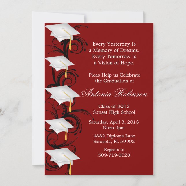 Cute Elegant Maroon Graduation Announcement (Front)