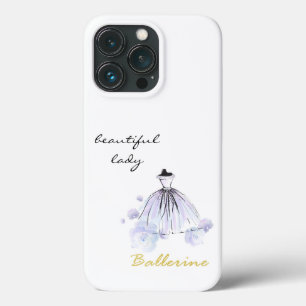 cute elegant modern girly blue flowers and dress iPhone 13 pro case