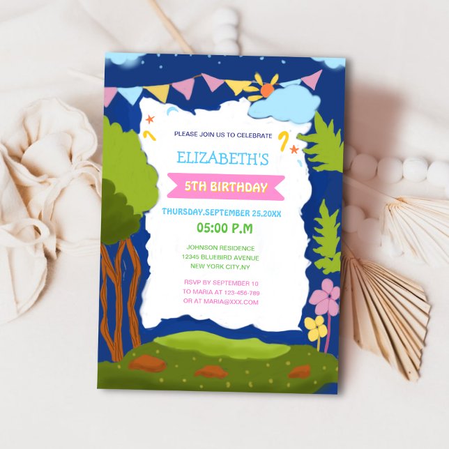 cute elegant nature theme kid's birthday invitation (Creator Uploaded)