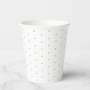 Cute elegant navy blue and white tiny polka dots paper cups