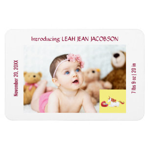 Cute Elegant New Baby Unicorn Birth Announcement  Magnet