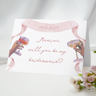 Cute Elegant Personalised Bridesmaid Proposal Card