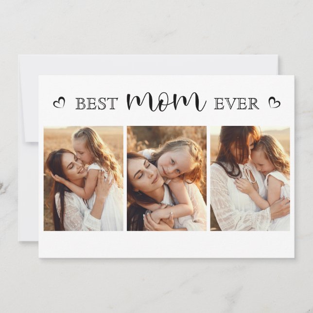 Cute Elegant Photo Collage Mother's Day Card (Front)