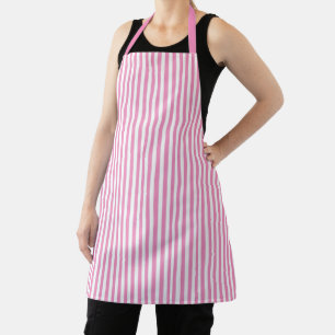 Cute Elegant Rose Pink Sherbet and White Striped Apron
