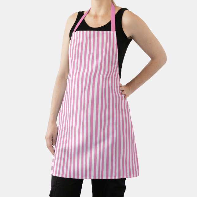 Cute Elegant Rose Pink Sherbet and White Striped Apron (Insitu)