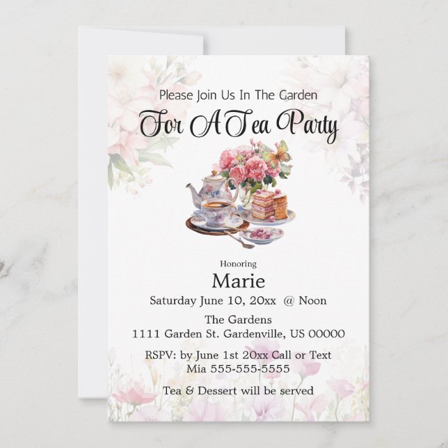 Cute Elegant Tea Party/Customise Party Invitation (Front)
