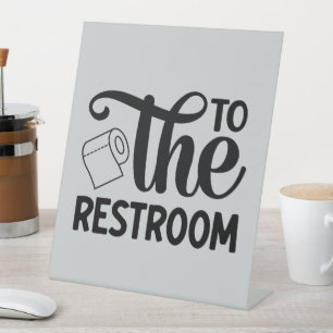 Cute Elegant To The Restroom Toilet Pedestal Sign