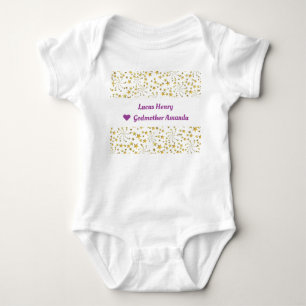 Cute Elegant Trendy Gold Stars Name Love Godmother Baby Bodysuit