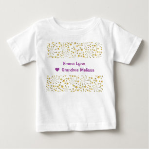 Cute Elegant Trendy Gold Stars Name Love Grandma Baby T-Shirt