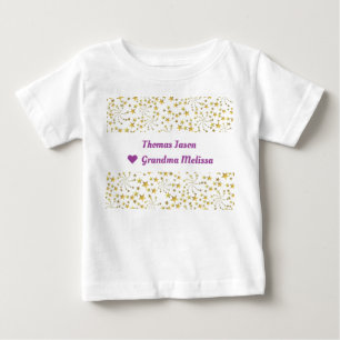 Cute Elegant Trendy Gold Stars Name Love Grandma Baby T-Shirt
