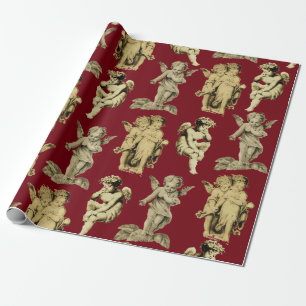 Cute Elegant Vintage Winged Cherub Angels Wrapping Paper