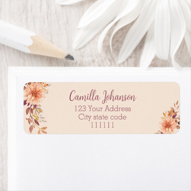 Cute Elegant Watercolor Botanical Address (Insitu)