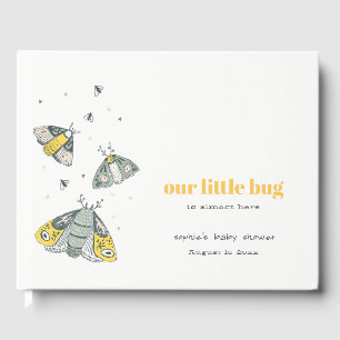 Cute Elegant Yellow Grey Little Bug Baby Shower Guest Book