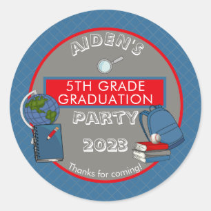 Cute Elementary Graduation Name   Year   School Classic Round Sticker