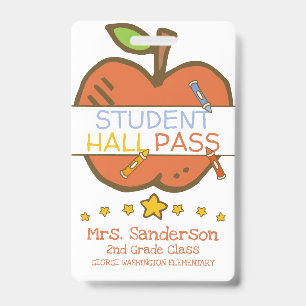 Cute Elementary Student Hall Pass w Crayons Apple ID Badge