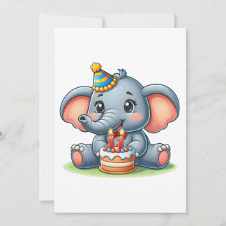 Cute Elephant 11th Birthday Announcement