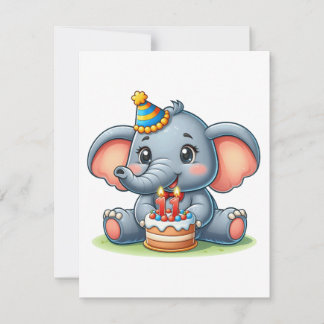 Cute Elephant 11th Birthday Invitation