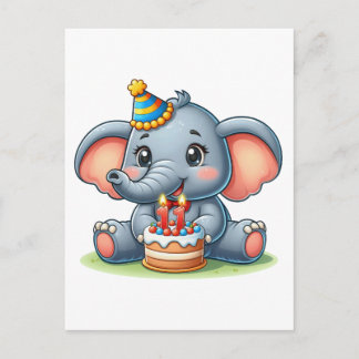 Cute Elephant 11th Birthday Invitation Postcard