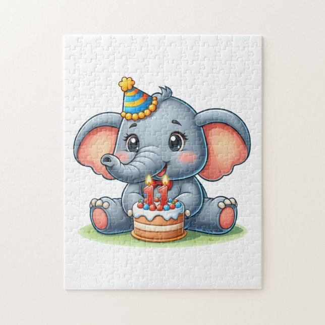 Cute Elephant 11th Birthday Jigsaw Puzzle (Vertical)