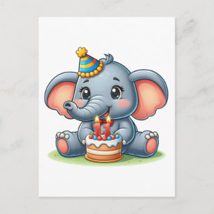 Cute Elephant 11th Birthday Postcard