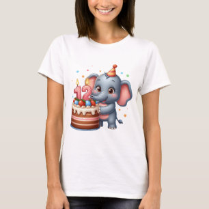 Cute Elephant 12th Birthday T-Shirt