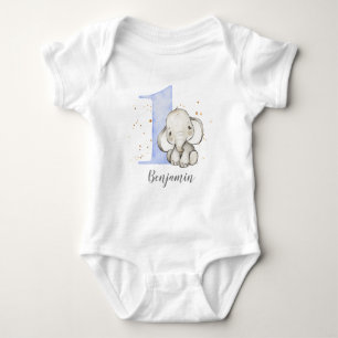 Cute Elephant 1st Birthday Baby Bodysuit