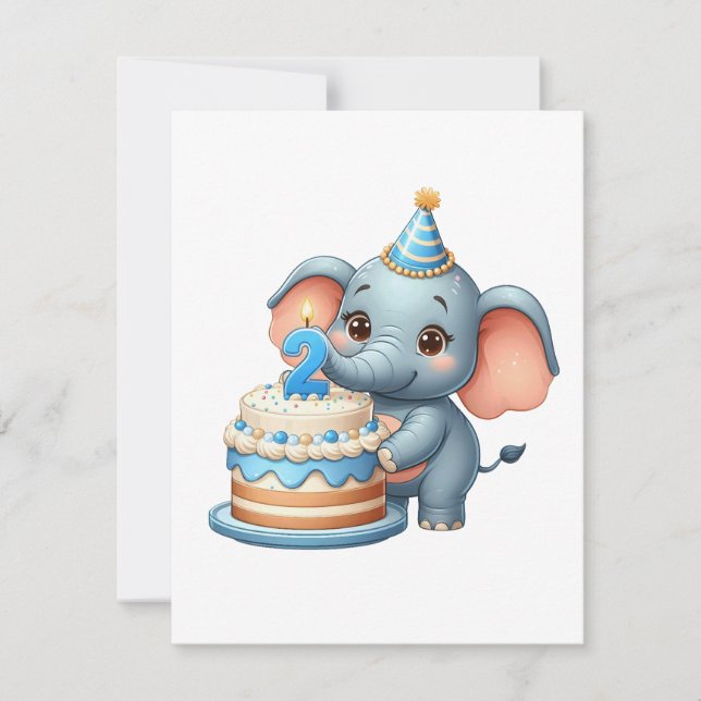 Cute Elephant 2nd Birthday (Front)