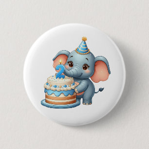 Cute Elephant 2nd Birthday 6 Cm Round Badge