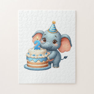 Cute Elephant 2nd Birthday Jigsaw Puzzle