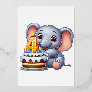 Cute Elephant 4th Birthday
